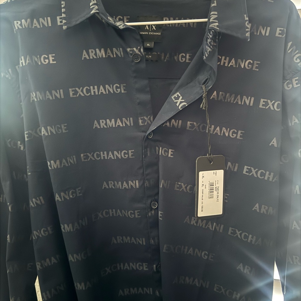 Armani Exchange Blue Casual Button Down Shirt